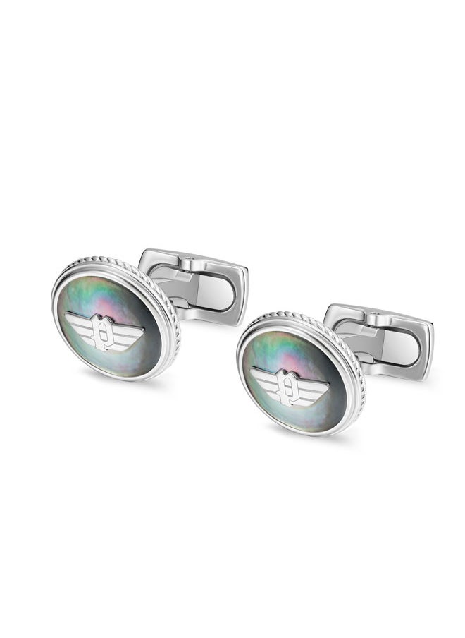 Treasure Cufflinks for Men Black Mother of Pearl with Wing Logo