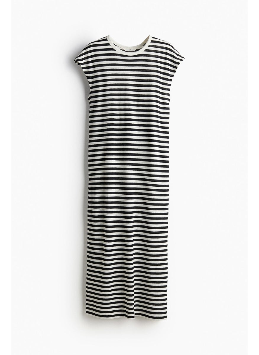 Linen-Blend Midi Dress