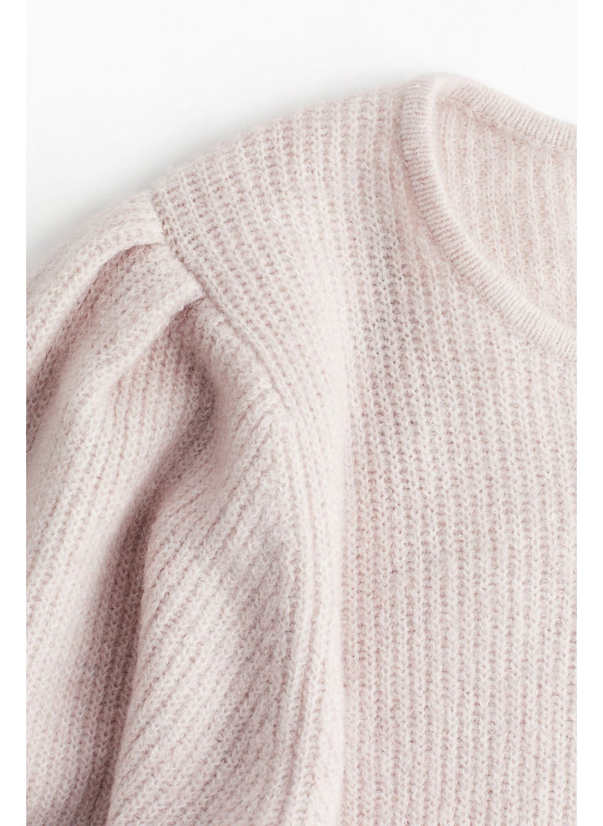 Mama Balloon-Sleeved Rib-Knit Dress