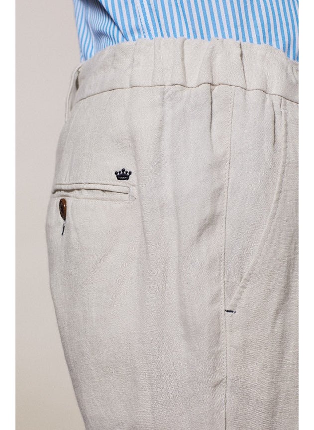 Ludo Light Beige Linen Chino Trousers