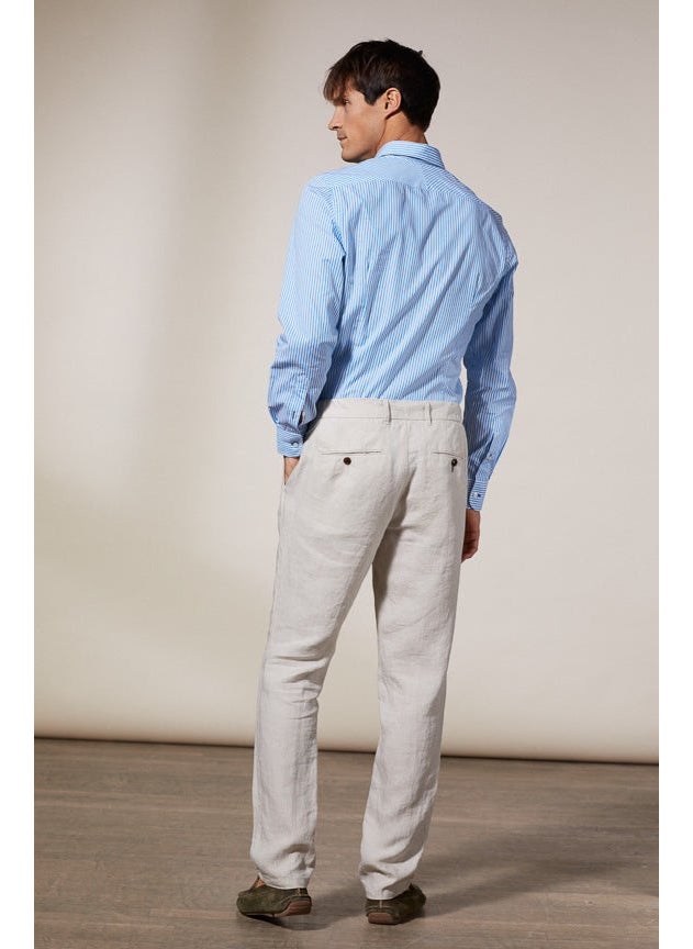 Ludo Light Beige Linen Chino Trousers