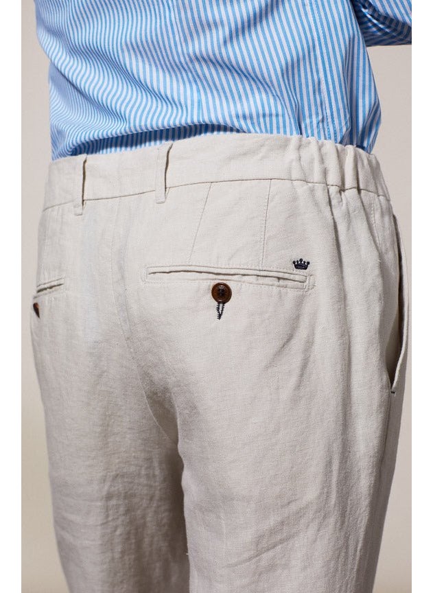 Ludo Light Beige Linen Chino Trousers