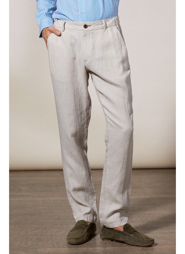 Ludo Light Beige Linen Chino Trousers