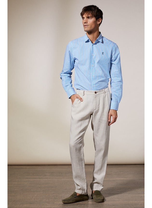 Ludo Light Beige Linen Chino Trousers