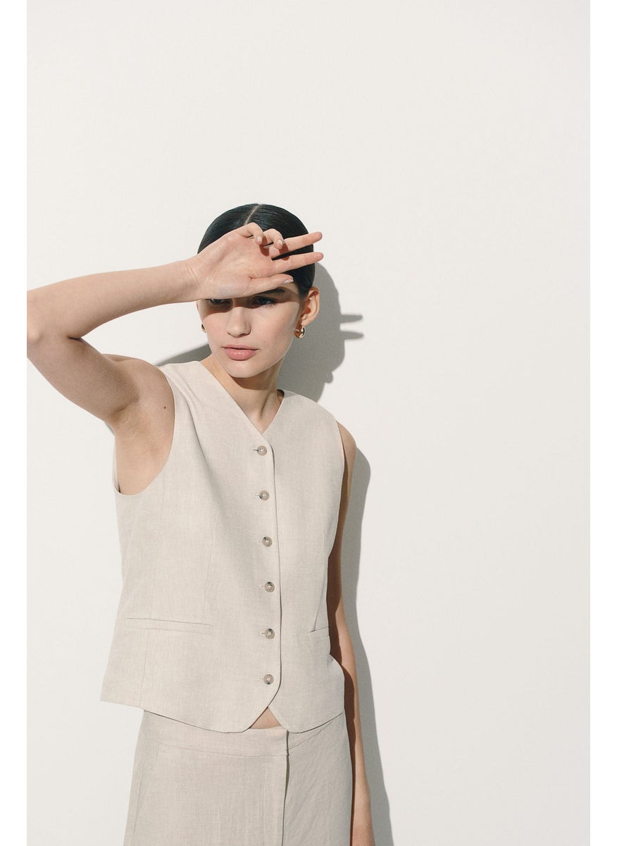 Linen-Blend Suit Waistcoat