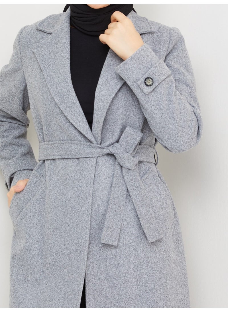 KMK Combination Kmkkombin Women's Belted Sleeve Detailed Cashmere Coat Seyit Özel1