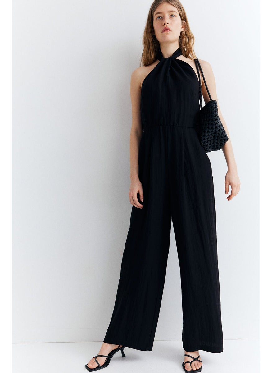 Knot-Detail Halterneck Jumpsuit