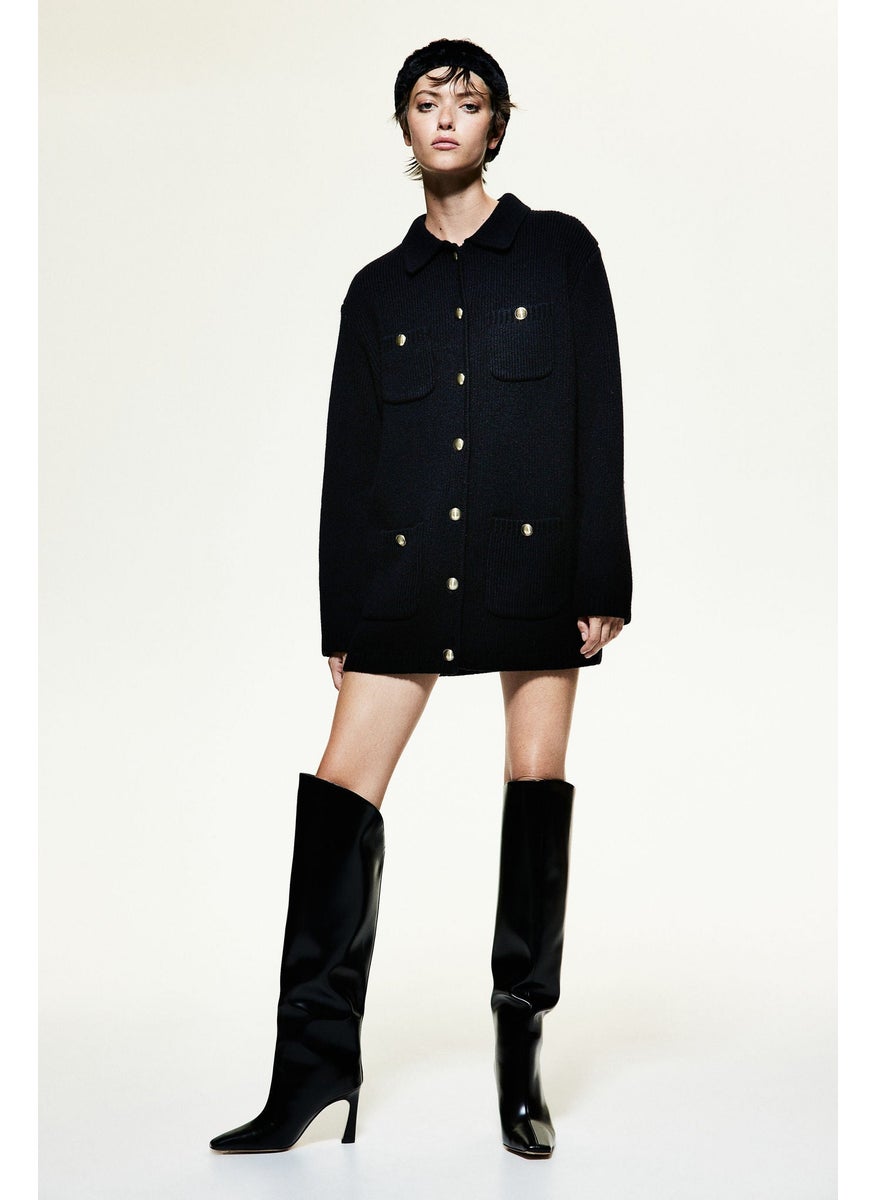 Rib-Knit Wool Cardigan