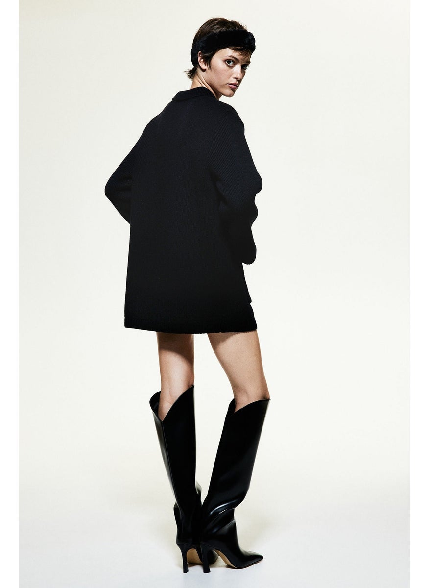 Rib-Knit Wool Cardigan