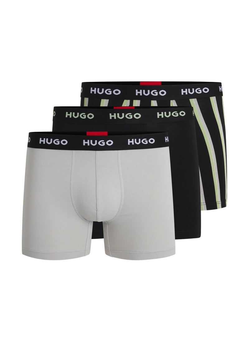 Three-pack of stretch-cotton boxer briefs with logos