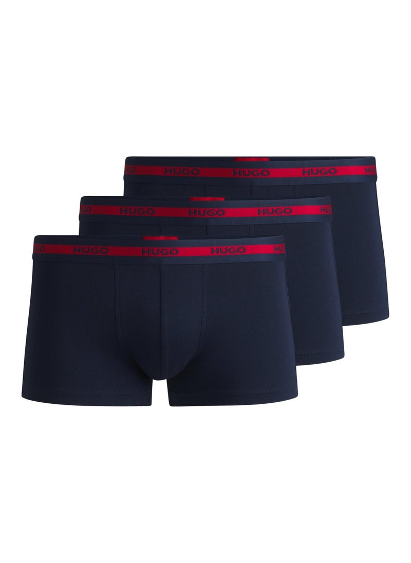 Three-pack of logo-waistband trunks in stretch cotton