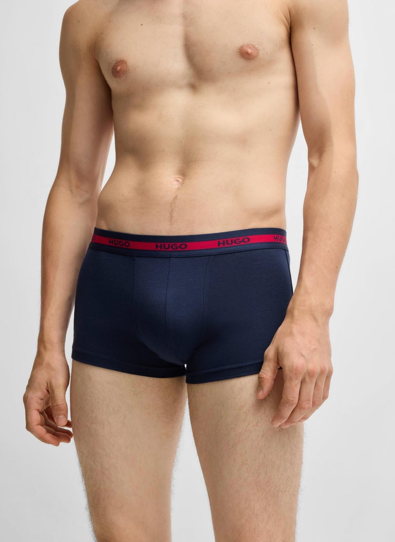 Three-pack of logo-waistband trunks in stretch cotton