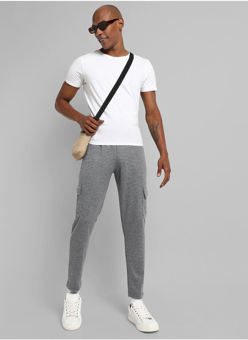 Men's Grey Solid Regular Fit Trackpants