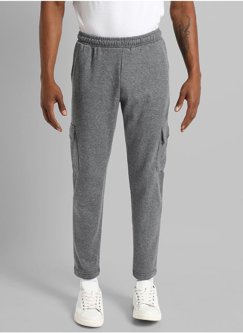 Men's Grey Solid Regular Fit Trackpants