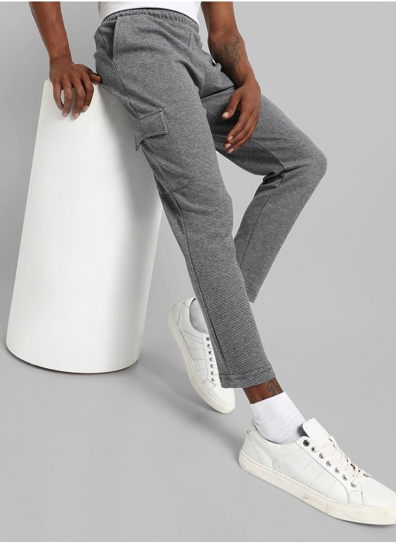 Men's Grey Solid Regular Fit Trackpants