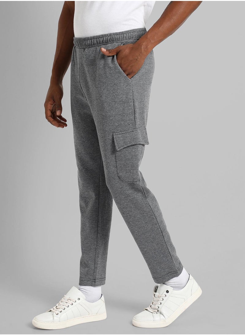 Men's Grey Solid Regular Fit Trackpants