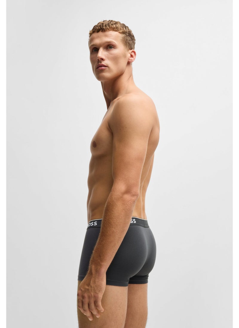 Three-pack of stretch-cotton trunks with logo waistbands