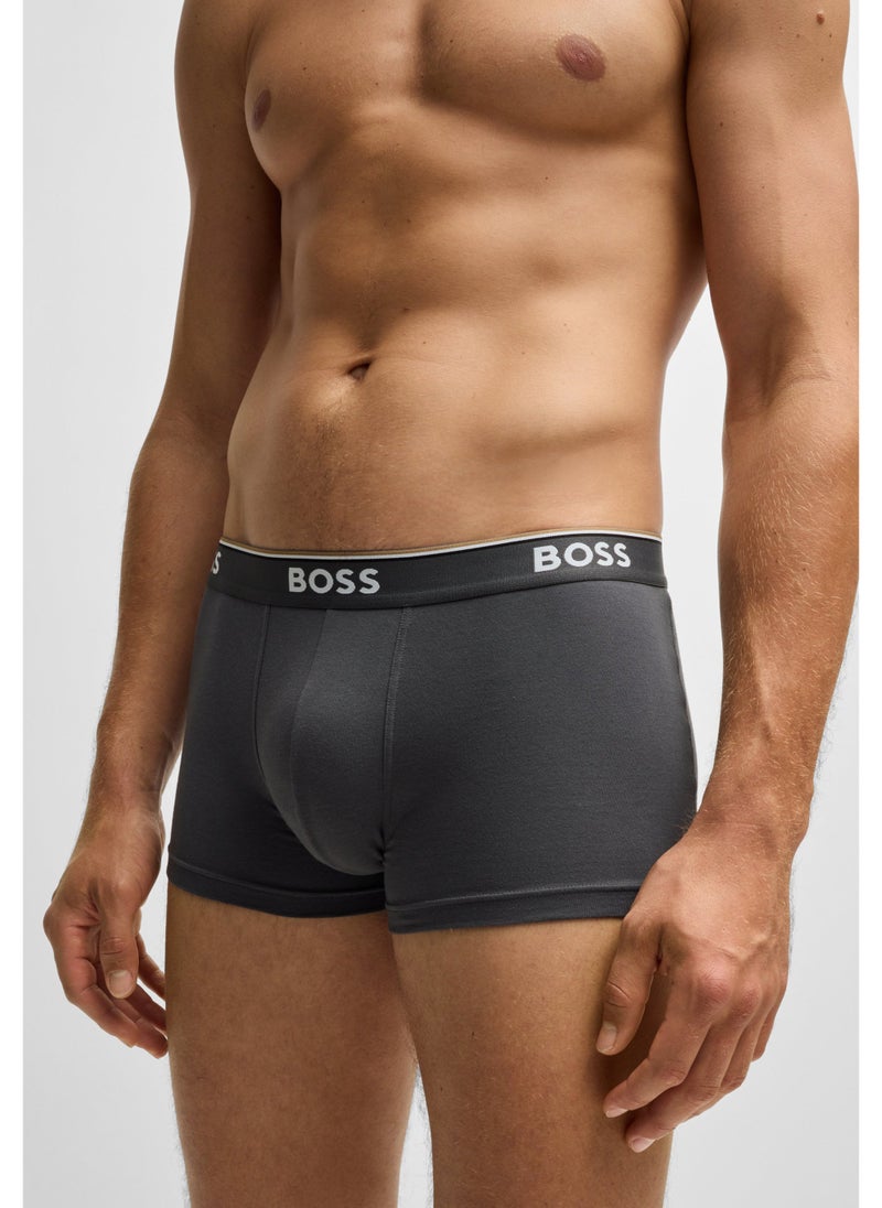 Three-pack of stretch-cotton trunks with logo waistbands