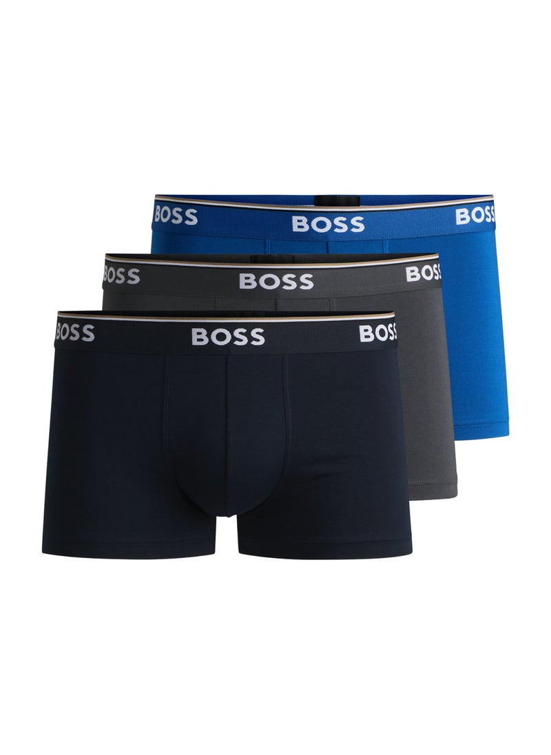 Three-pack of stretch-cotton trunks with logo waistbands