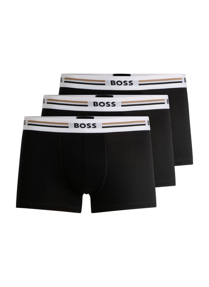 Three-pack of stretch trunks with signature-stripe waistbands