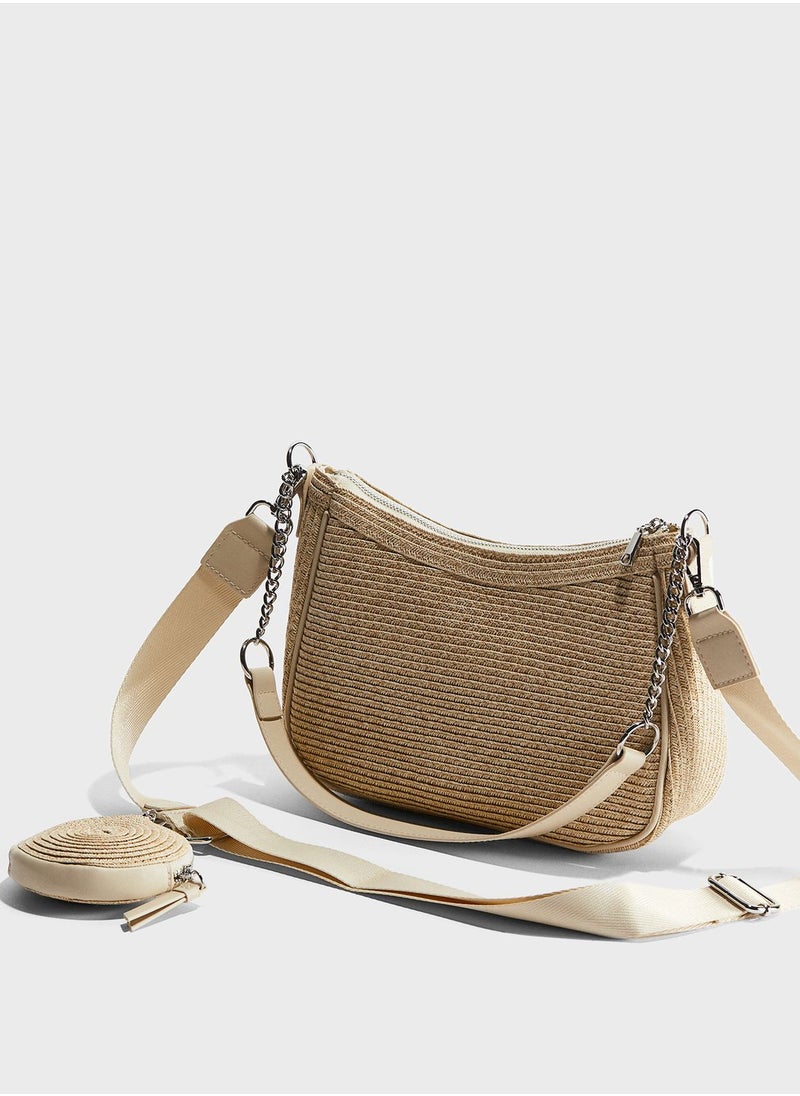 Top Handle Zip Over Shoulder Bag