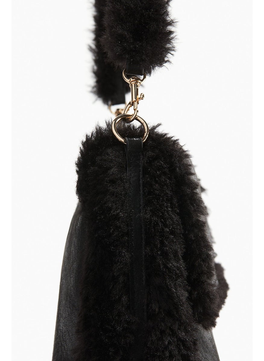 Fluffy-Trim Shoulder Bag