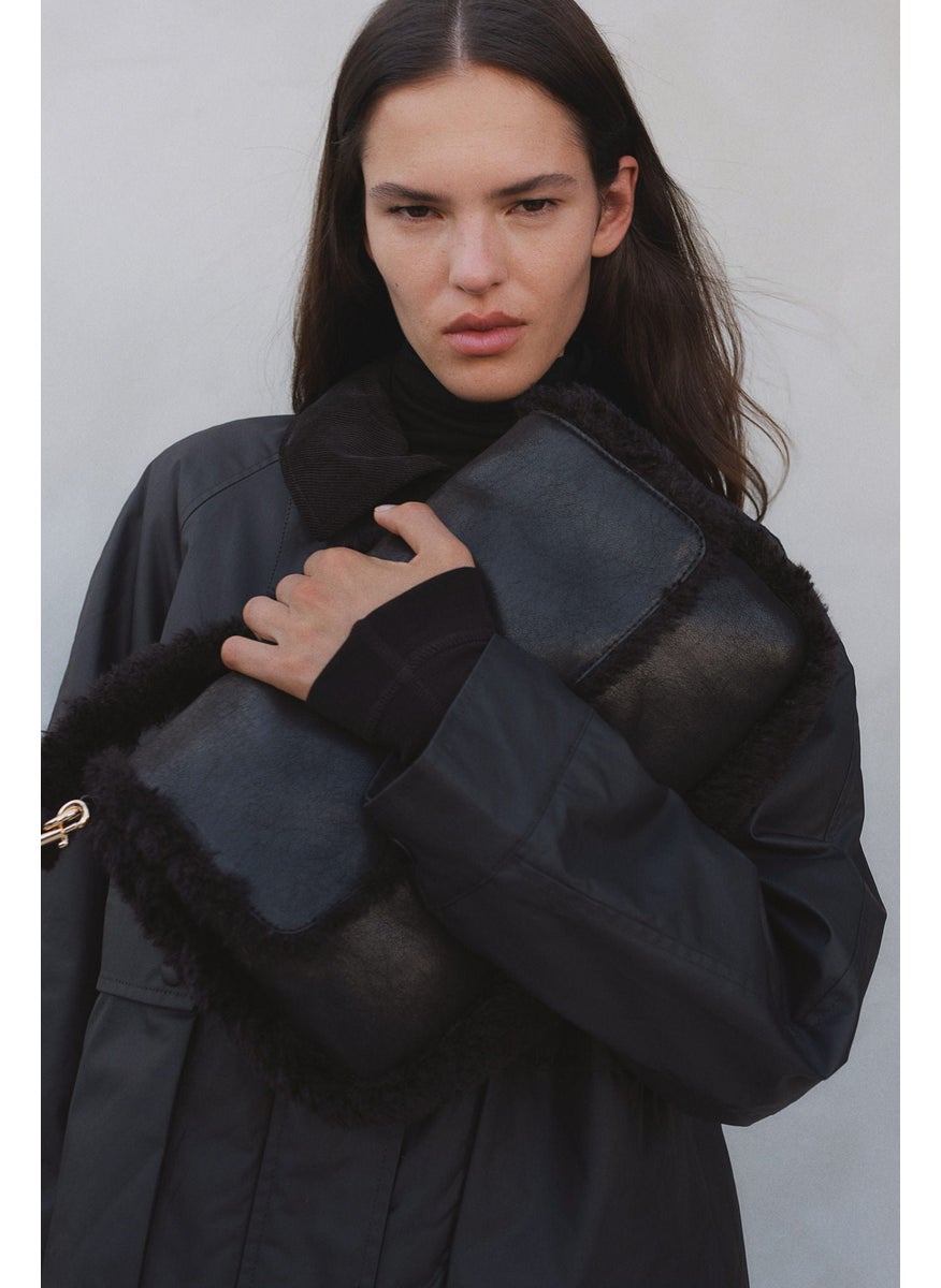 Fluffy-Trim Shoulder Bag