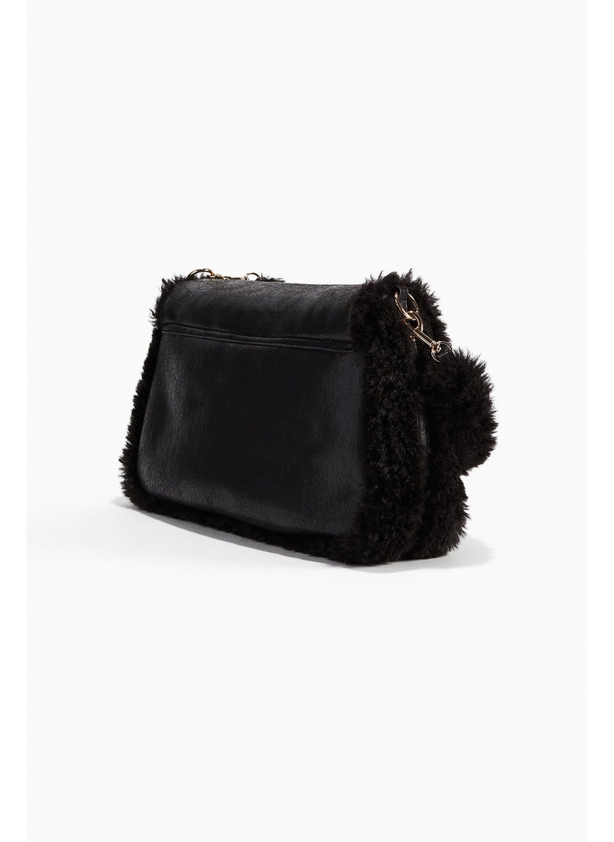Fluffy-Trim Shoulder Bag
