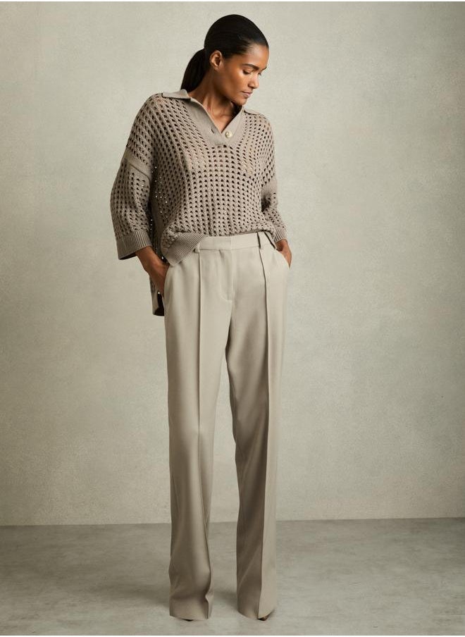 Textured Straight Leg Trouser