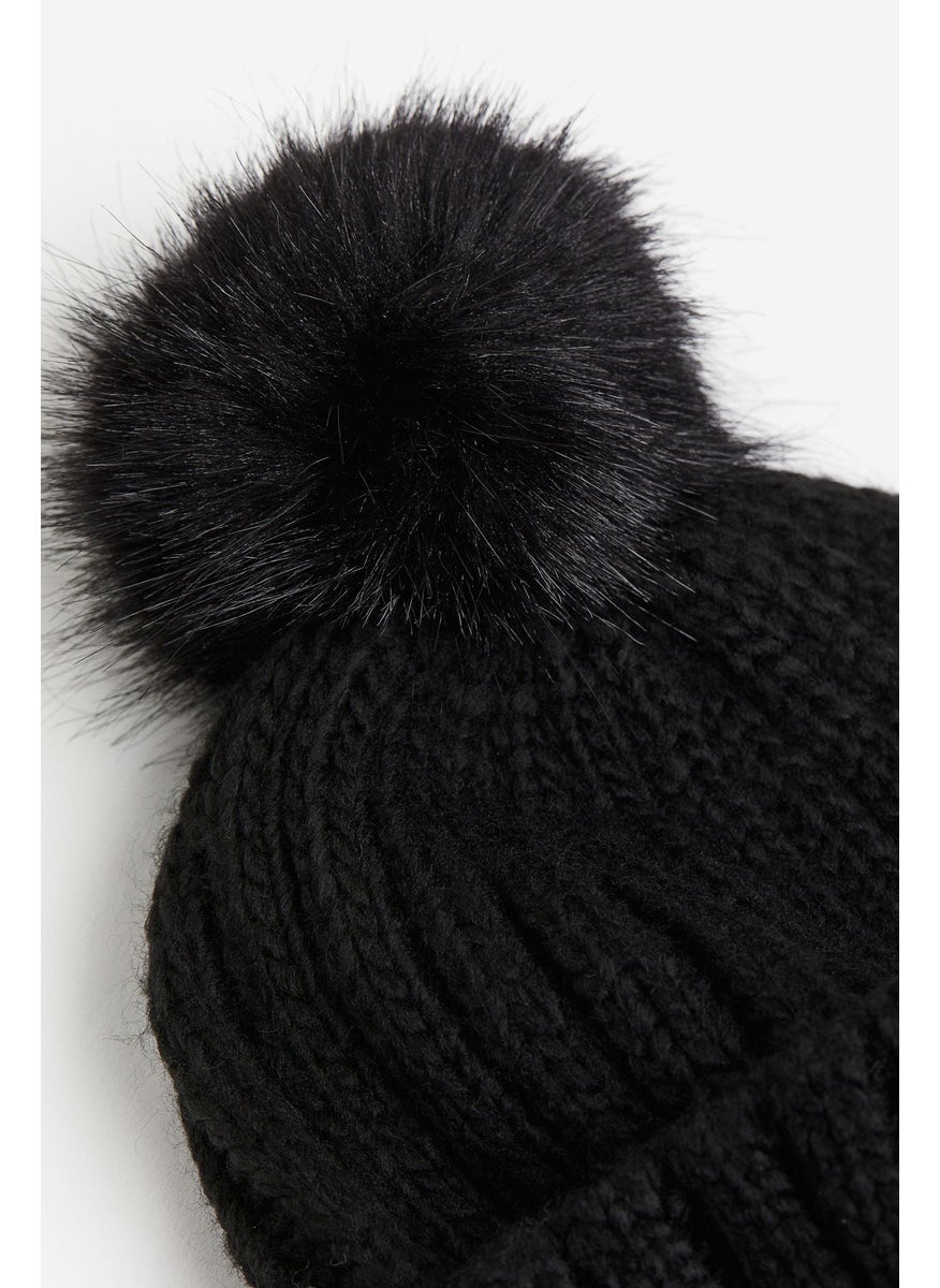 Rib-Knit Pompom Hat