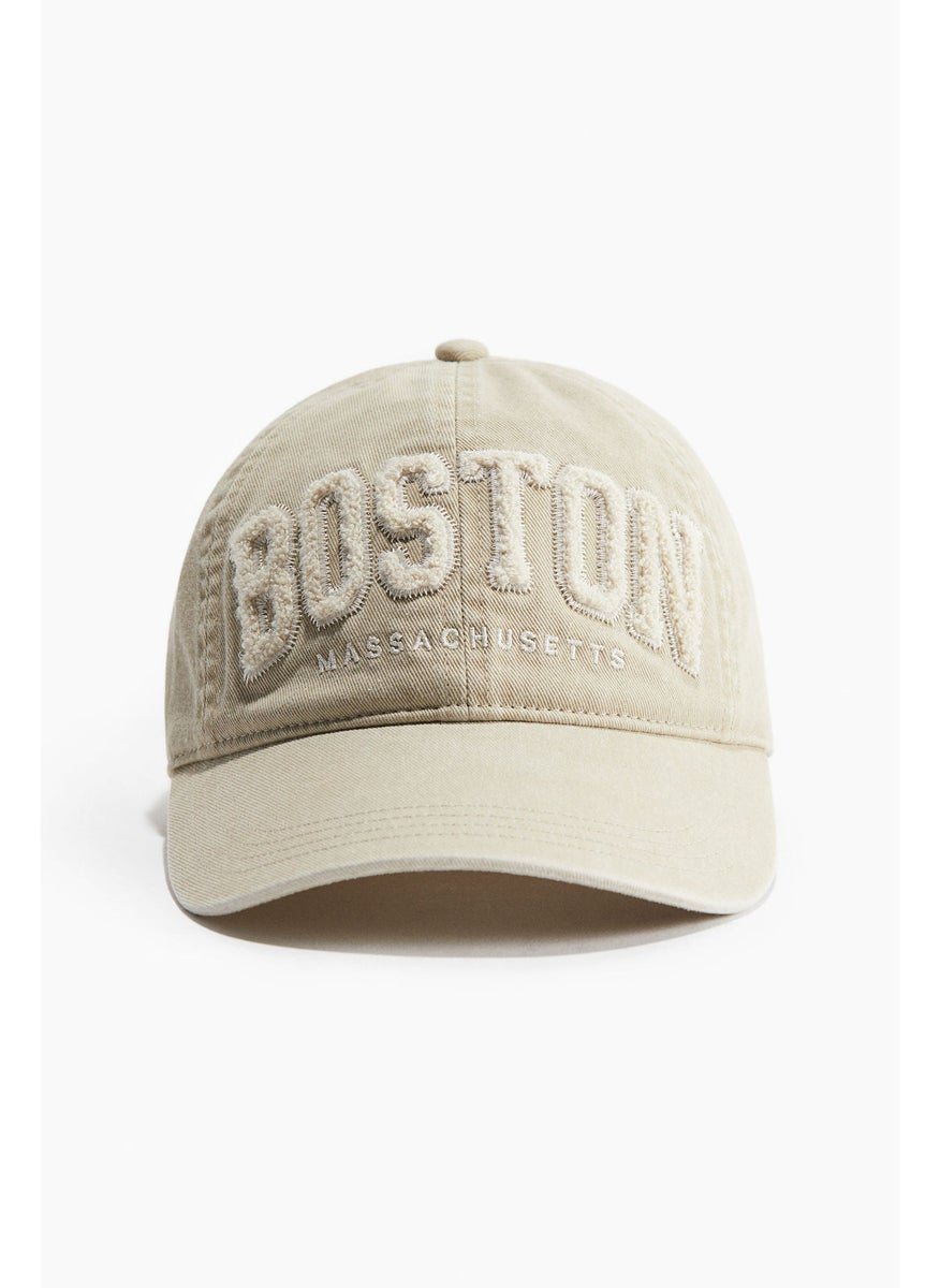 Embroidered-Motif Twill Cap