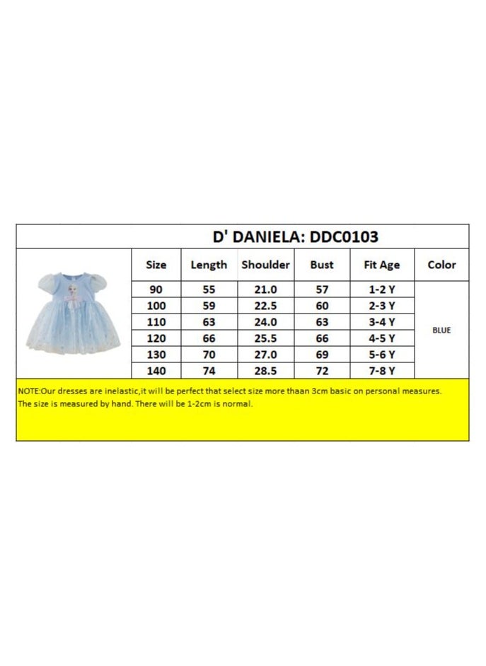 D' Daniela - Elsa Stardust Princess Dress with Puff Sleeves - Blue