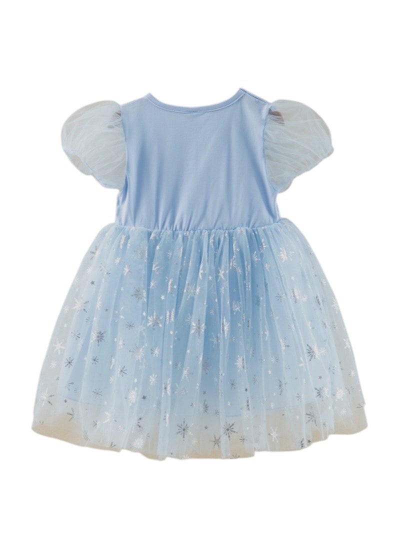 D' Daniela - Elsa Stardust Princess Dress with Puff Sleeves - Blue