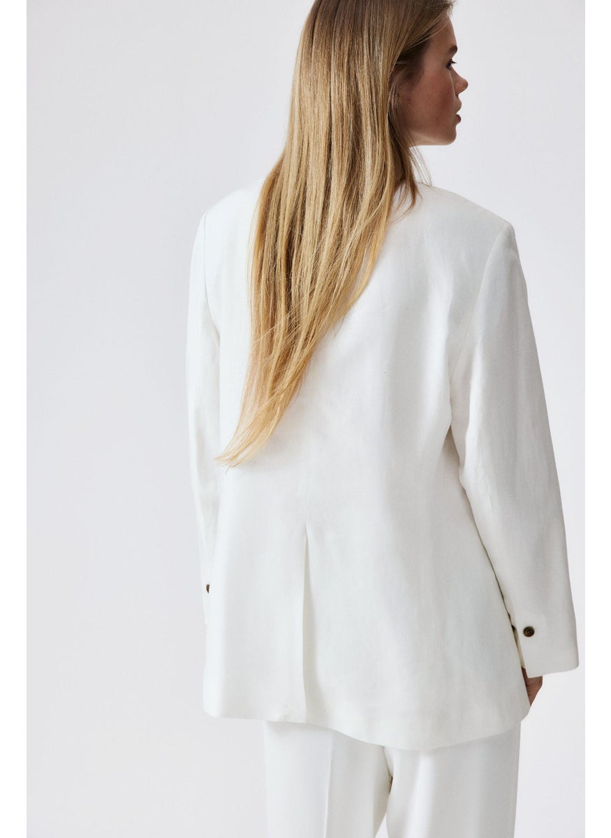 Linen-Blend Blazer