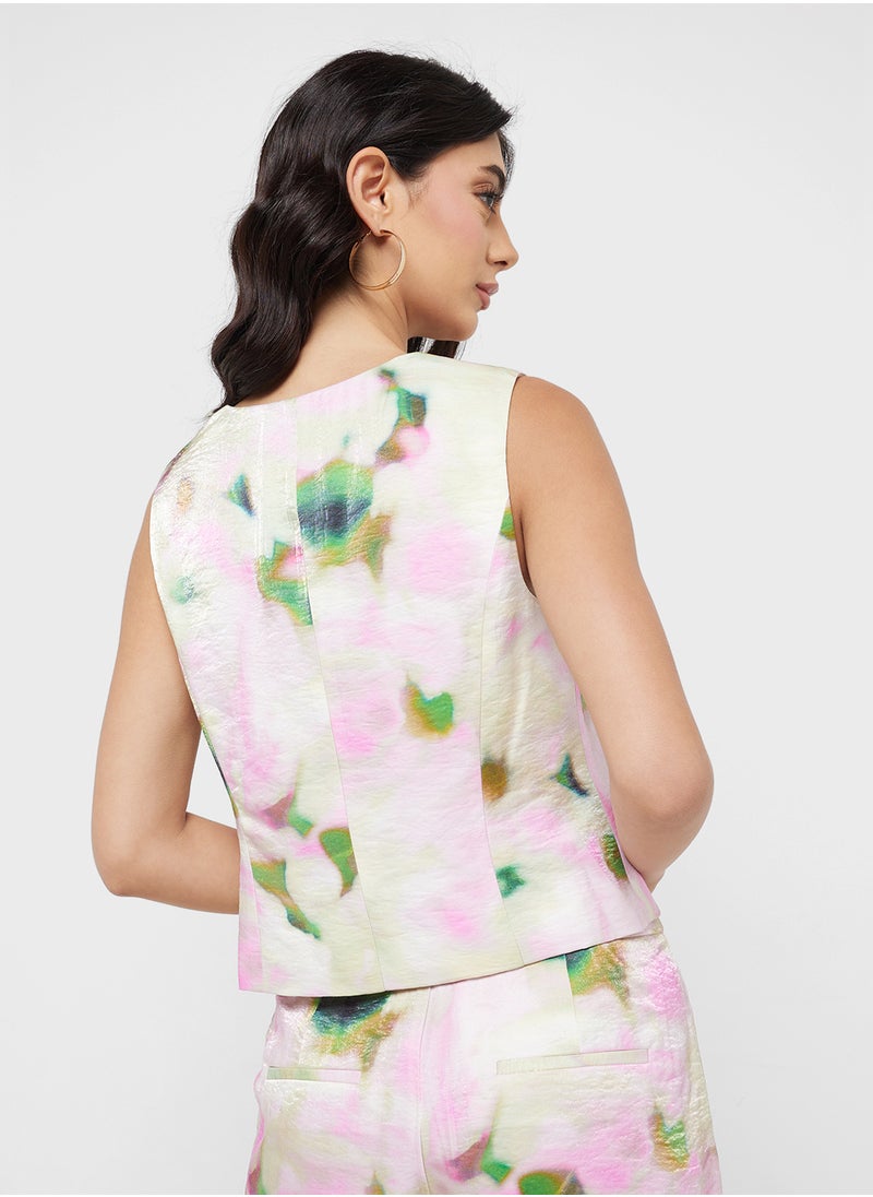 Printed Pocket Detailed Waistcoat
