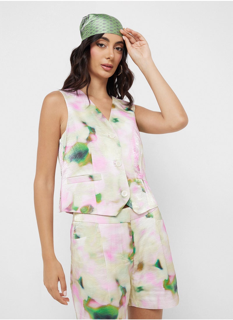 Printed Pocket Detailed Waistcoat