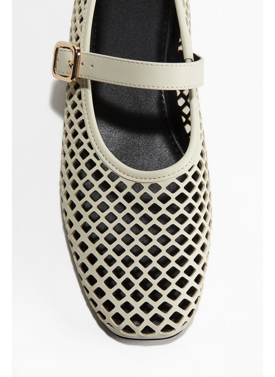 Perforated Mary Jane Ballet Pumps