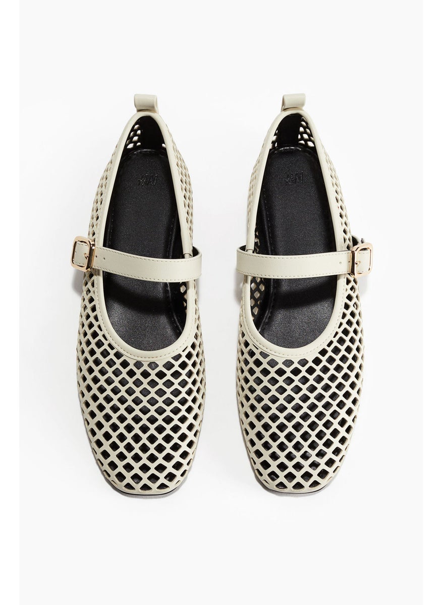 Perforated Mary Jane Ballet Pumps