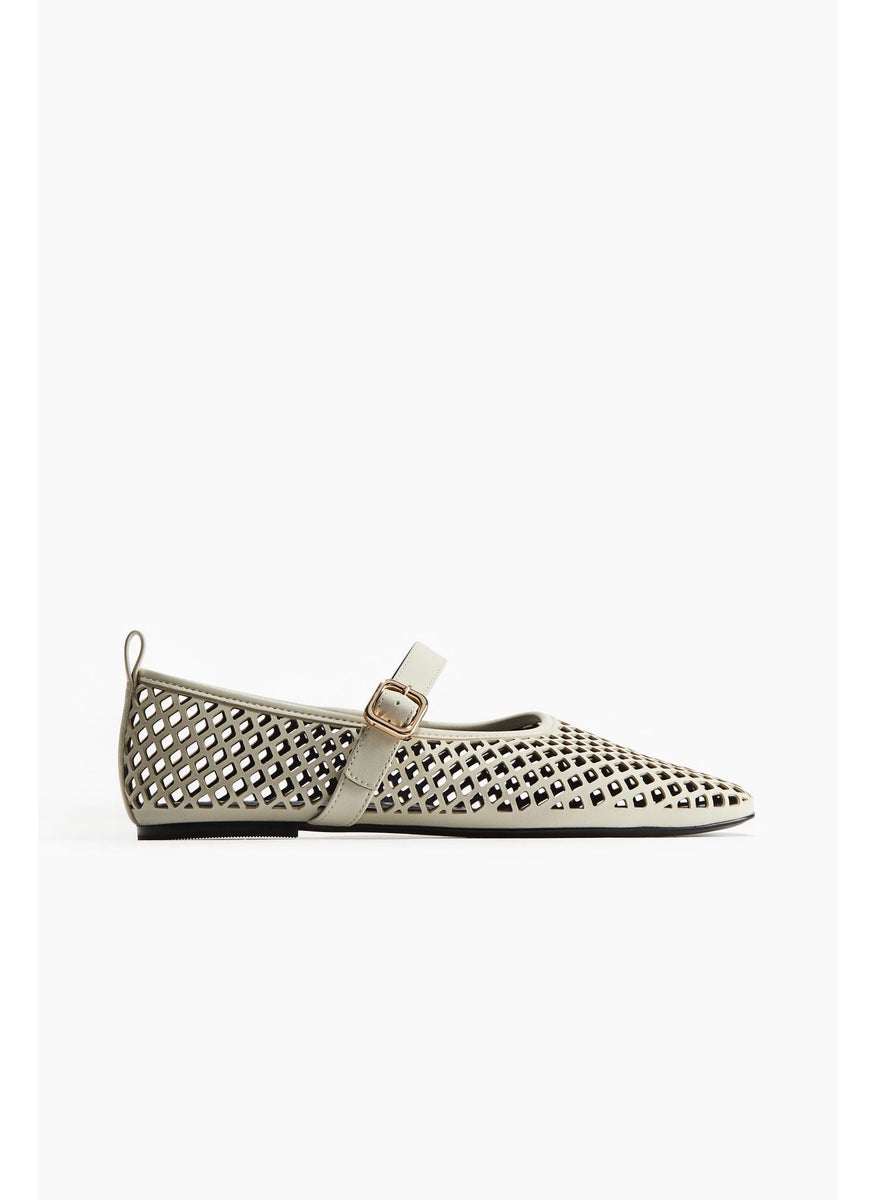 Perforated Mary Jane Ballet Pumps