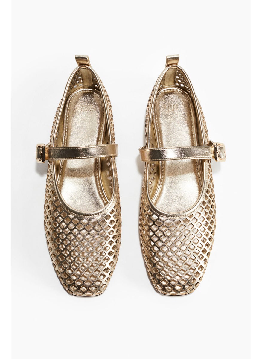Perforated Mary Jane Ballet Pumps