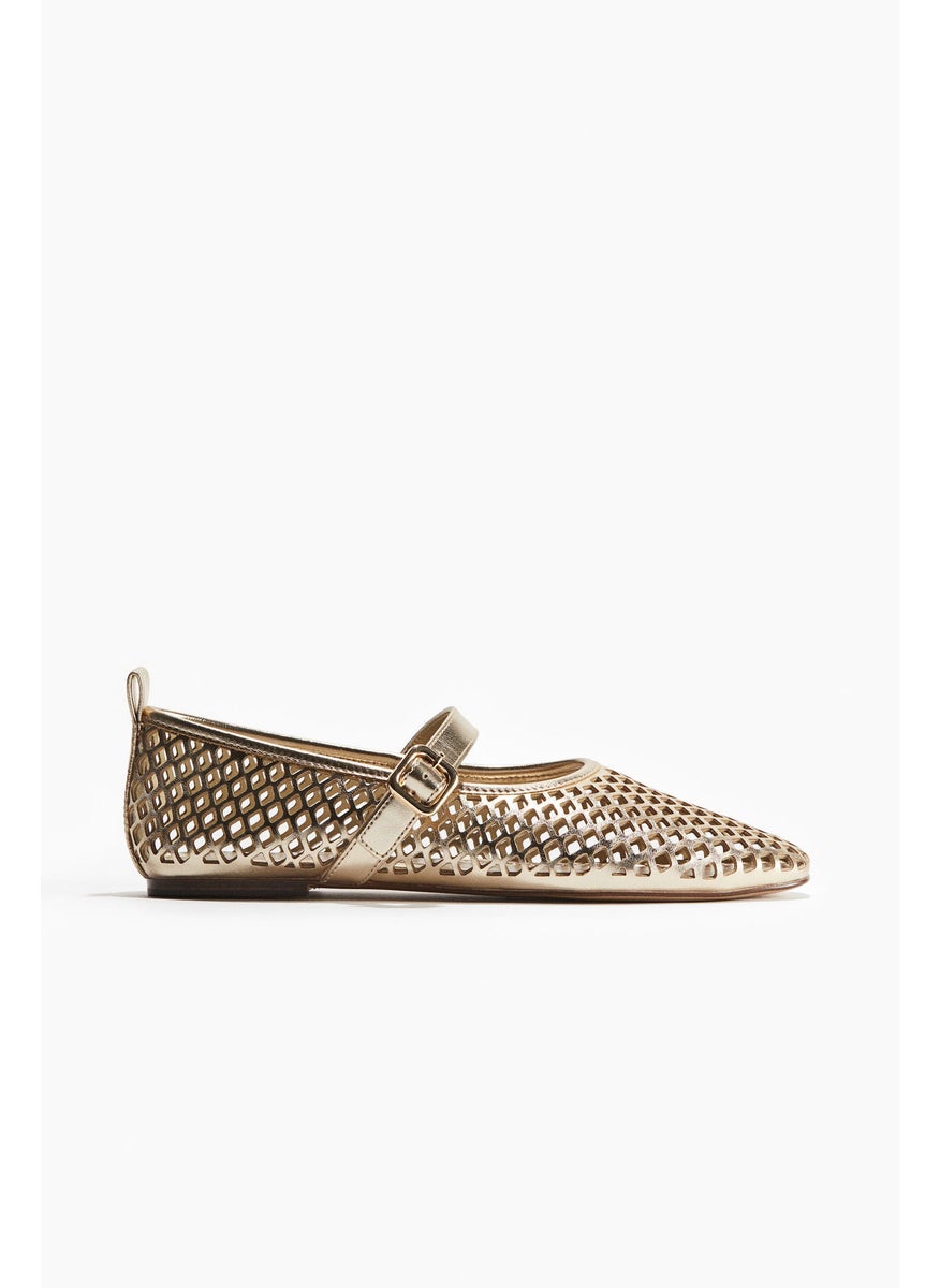 Perforated Mary Jane Ballet Pumps