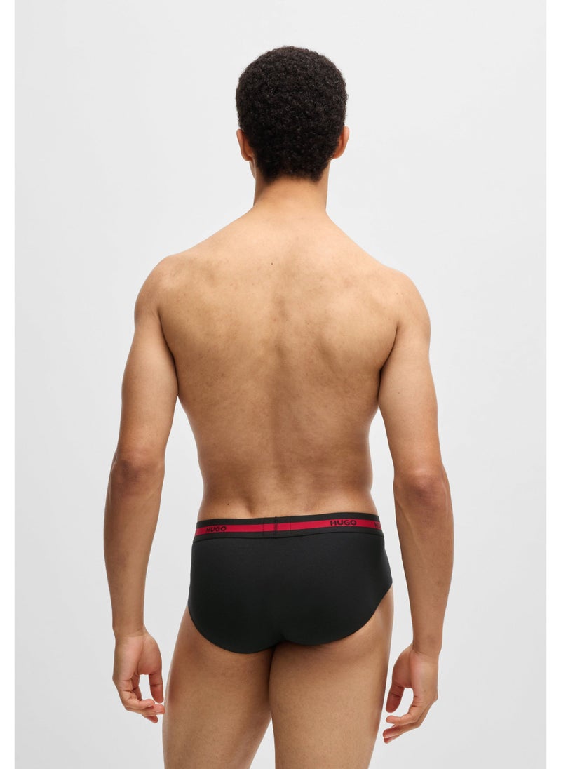 Three-pack of stretch-cotton briefs with logo waistbands