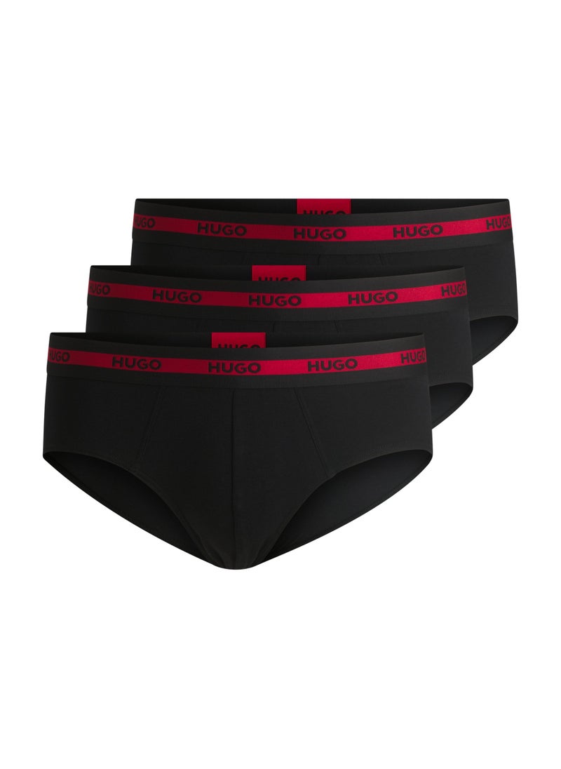Three-pack of stretch-cotton briefs with logo waistbands