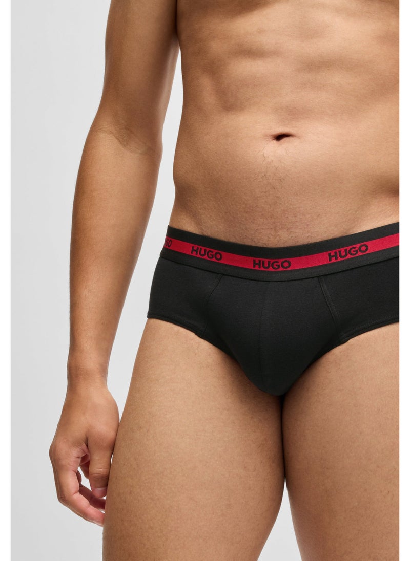 Three-pack of stretch-cotton briefs with logo waistbands