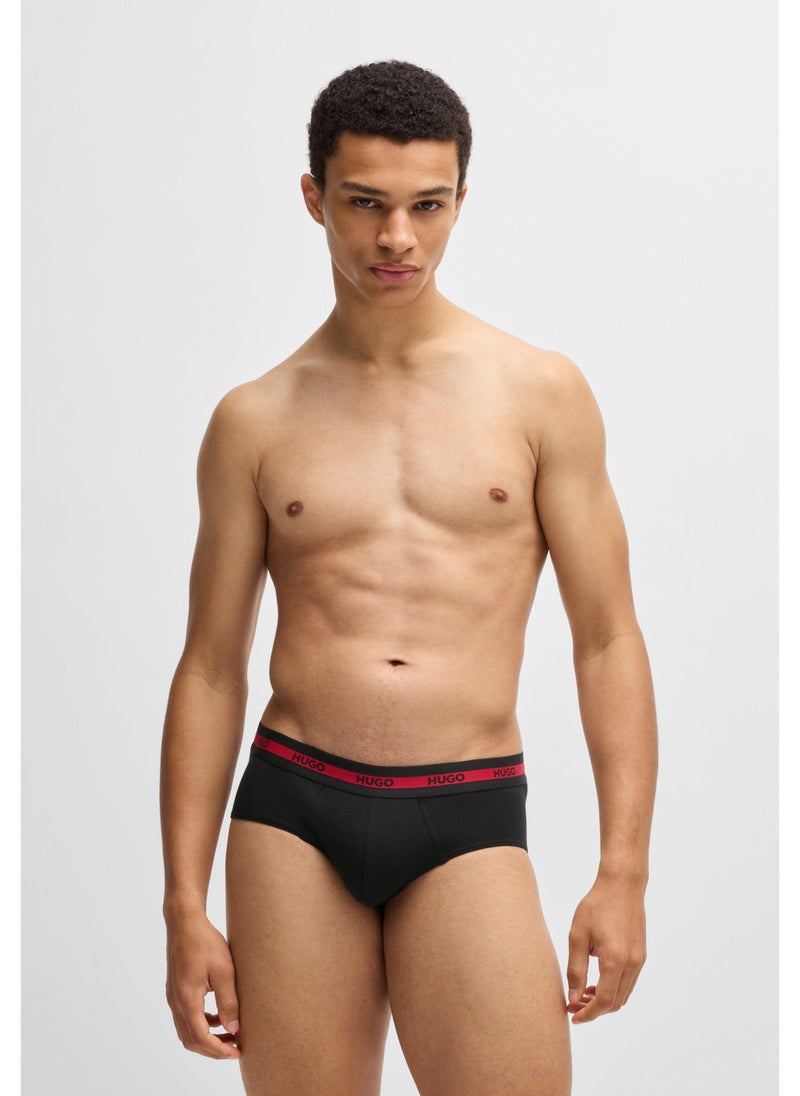Three-pack of stretch-cotton briefs with logo waistbands