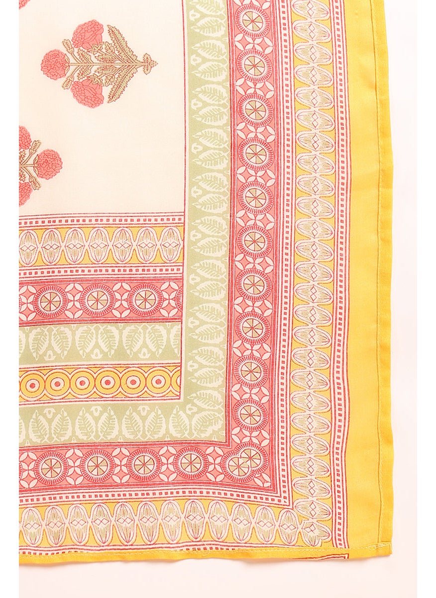 Yellow Rayon Blend Floral Printed Straight Kurta Set