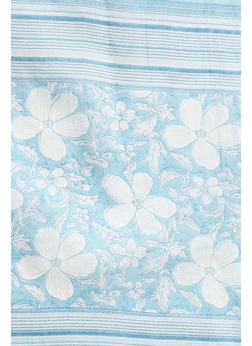 Blue Cotton Floral Printed Straight Kurta Set
