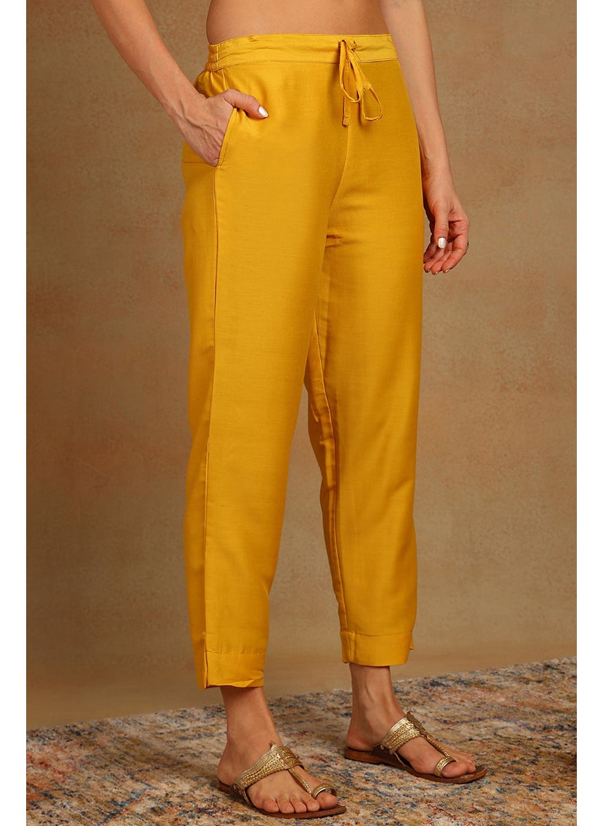 Mustard Yellow Rayon Blend Floral Printed Straight 3-Piece Kurta Set
