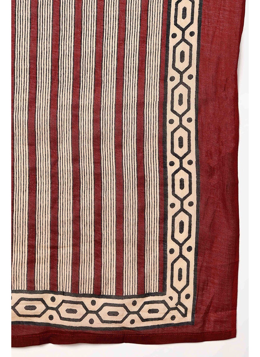 Maroon Rayon Blend Embroidered Floral Printed Straight Kurta Set