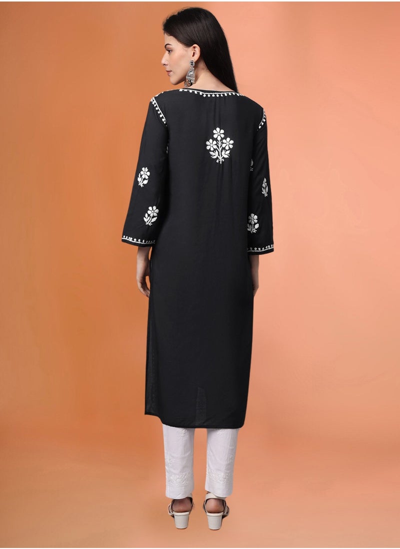 Hand Embroidered Chikankari Modal Kurta- AL4013